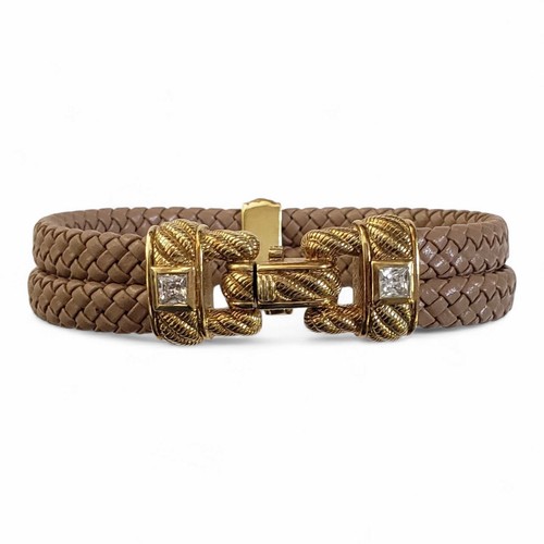 Judith Ripka Armband Gold Vermeil Sterlingsilber Zirkonia hellbraun geflochten - Bild 4 von 11