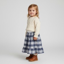 Skirt Flannel Girls 2/3 Long Blue Plaid Ruffle Tier Cotton Mom and Pop's Kids