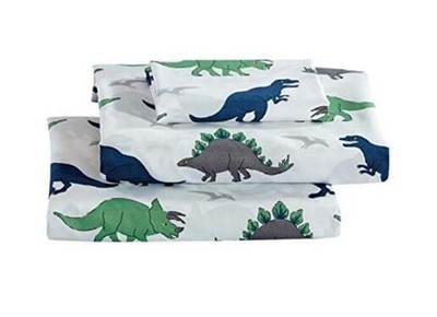 Linen Plus Sheet Set Kids/Teens Ancient Dinosaurs Green Blue Grey White Twin