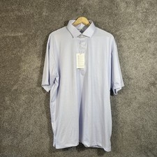 Collars Co Men's Polo Shirt XL White Blue Stripe Featherweight Relaxed Top