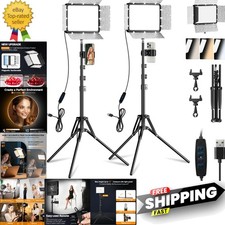 Portable LED Light Kit for Streaming Photography: 2 Dimmable Panels Included
