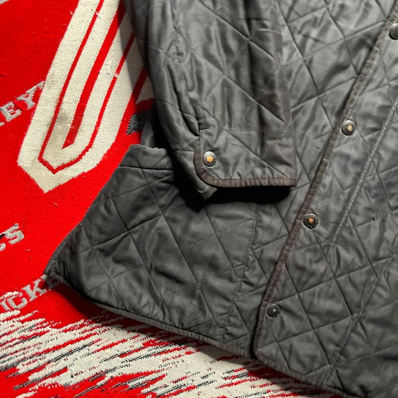 Vintage Barbour Black Men’s Fleece Lined Quilted Jacket | L image 3