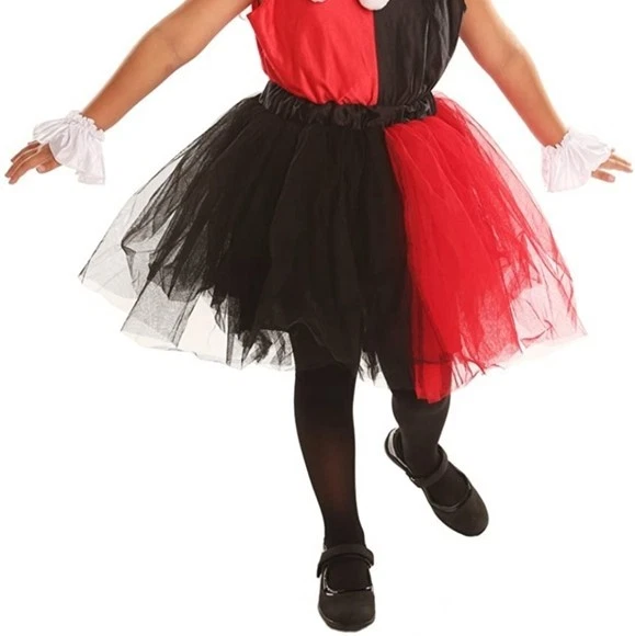 Niñas Harley Quinn Super Villanos Disfraz Niños Joker Bufón Circo Payaso Malvado S Foto 2 de 3