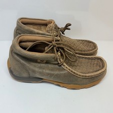 Twisted X Youth Brown Basket Weave Leather Driving Moc Chukka Boots YDM0030 1M