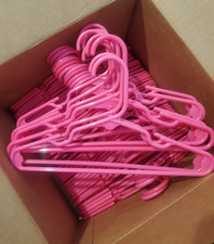 Lot of 49 HOT PINK Sturdy Plastic Tubular Kids 12" HANGERS Toddler Baby Girl