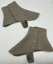 Vintage Military Style Wool Felt Spats w/ 4 Buttons Gaiters Antique Victorian