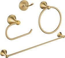 Brushed Gold Bathroom Hardware Set Wall Mounted Gold Accessories Set 4 Pieces...