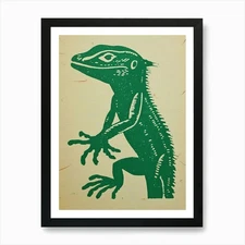 Forest Green Skinks Lizard Bold Blo Framed Wall Art Poster Canvas Print Picture