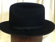 Vintage Champ Wind Trolley Fedora Hat Size 7 1/8 Black Kasmir Finish Fur Felt