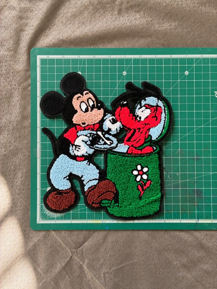 Large Disney Chenille Sew-On Patch of Mickey Mouse and Goofy 8.5"W 9.5"H - Image 2 of 3