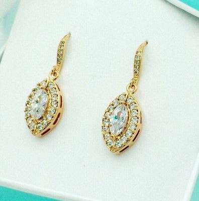 2Ct Marquise Cut Simulated Diamond Drop Dangle Earrings 14k Yellow Gold Plated