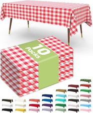 Plastic Table Cloth Disposable 10 Pack, 54 x 108 Inch Table Cloths, Party,