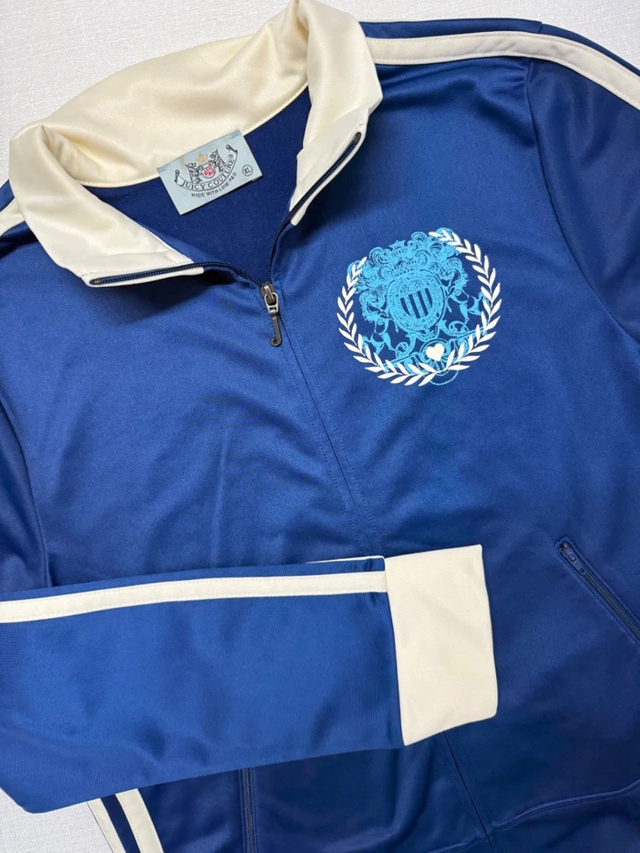 VTG Y2K Juicy Couture Track Suit Blue w/ Stripe Jacket XL Pants L Rare Set - image 2 of 4