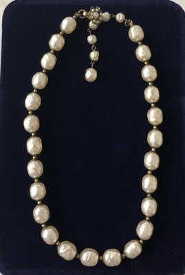 Vtg Miriam Haskell Signed Faux Baroque Pearl Necklace