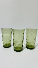 3 Vintage Continental Can Co Hazel Atlas Green Coin Dot Tumbler Glasses 10 Oz.