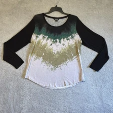 Simply Vera Vera Wang Womens Top Size L Multicolor Print Long Sleeve