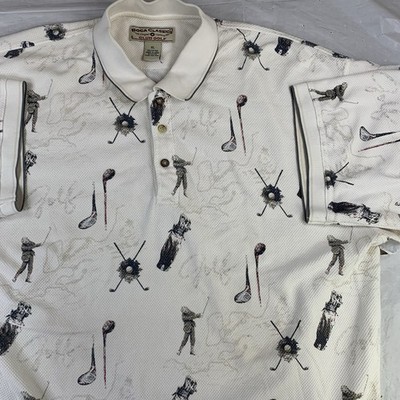 Boca Classics Club Golf Polo Shirt Mens X Large r Print Short Sleeve