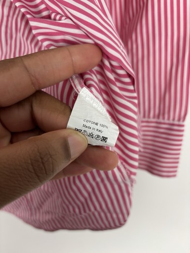 Camicia Amina Rubinacci a righe con bottoni taglia 42 rosa bianca colletto manica 3/4 - Foto 8 di 10