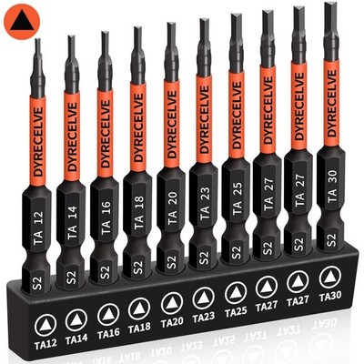 10 Pack Triangle Screwdriver Bit S2 Steel Magnetic 14 Hex Shank TA12 TA14 TA16