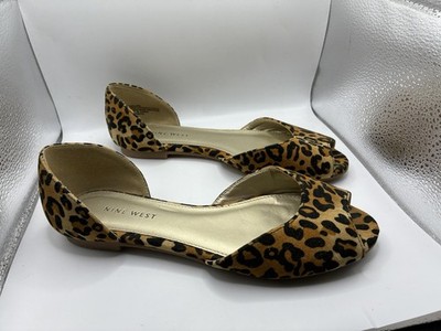 Nine West Leopard Print D Orsay Flats Women s Size 5.5 Peep Toe Animal Print
