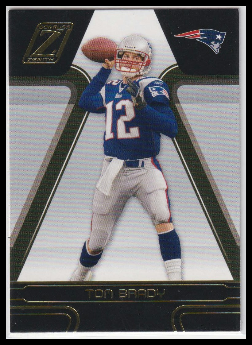 Tom Brady #57 Football Cards 2005 Panini Donruss Zenith trading card — raw and PSA graded price guide