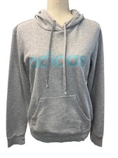 Adidas Womens Essentials Linear Fleece Hoodie Size S Medium Grey Heather L16 01