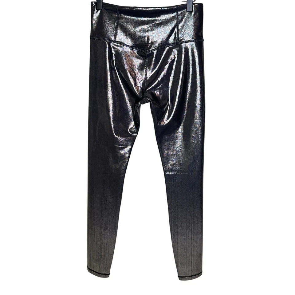Athleta Elation Brillo Apretado Plateado Ombre Alto Brillo Gimnasio Ropa Activa M Alto Foto 2 de 4