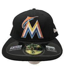 New Era 59Fifty Miami Marlins 7 5/8 Fitted Hat – Black On-Field MLB Cap NWT