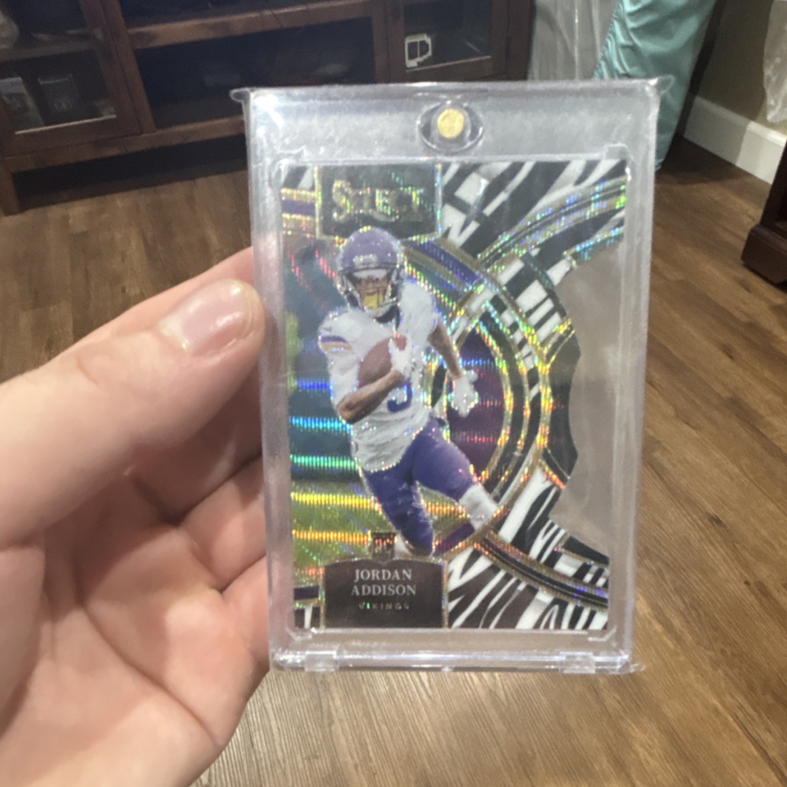 2023 Panini Select Zebra Prizm Die-Cut Jordan Addison Vikings #194 Football