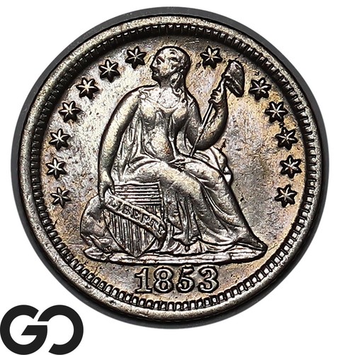 1853 Seated Liberty Half Dime, No Arrows, Choice Uncirculated++ Scarcer ...