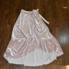 Mia Joy Velvet Tan Wrap Ruffle Maxi Skirt Girls Size 12 Adjustable Youth