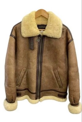 Victoria Leather B3 Flight Jacket L Brown Real Shearling Mens Outerwear