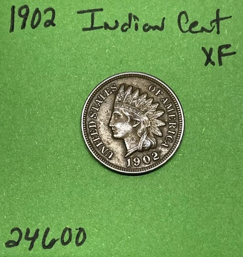 1902  Indian Head Cent / Penny 1c Xf  Extra Fine