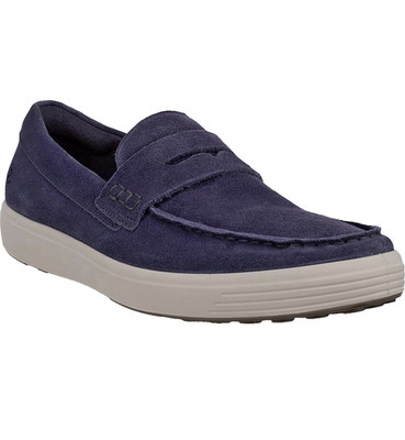 Ecco Soft 7 Men's  Blue Suede Graystone  Slip On Sneaker Shoes Size US12-12.5