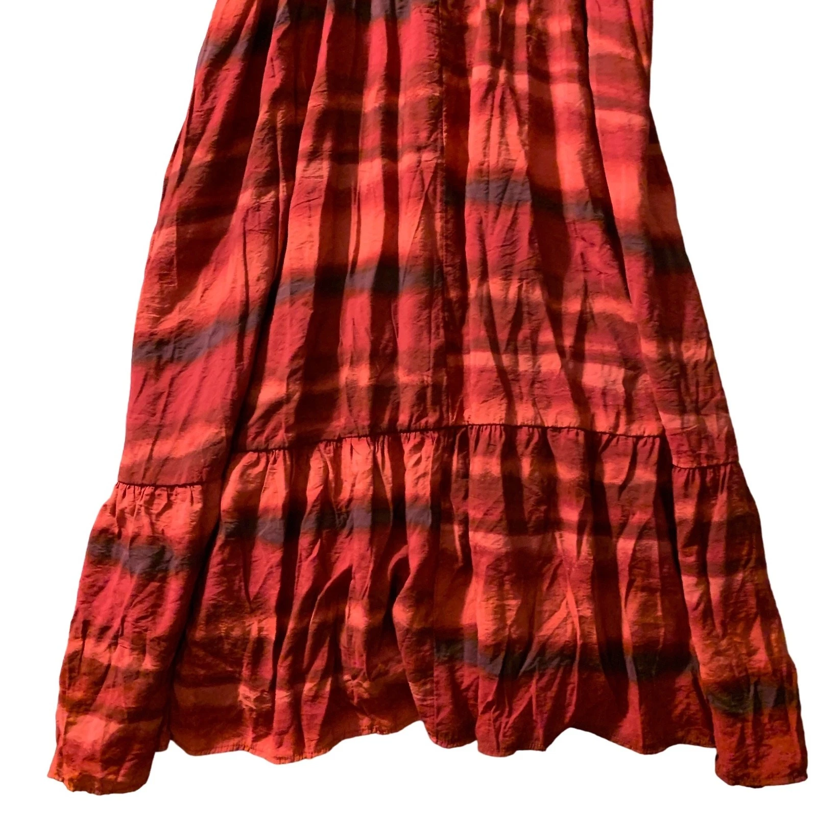 VALENTINO Abito Terra & Sky 4X 28W 30W Striscia Rossa Maxi Contadino Sottile Rayon LagenLook Comodo