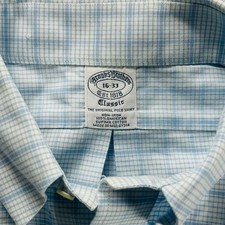 Brooks Brothers Classic Fit Non Iron Blue White Button Down Shirt Mens 16-33