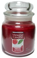 Yankee Candle CHERRIES ON SNOW Medium 14.5 oz  Jar Candle ~ FREE SHIPPING