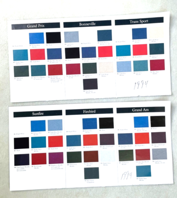 1994 Pontiac Paint Color Chart Ad Wheels Trans Van Firebird