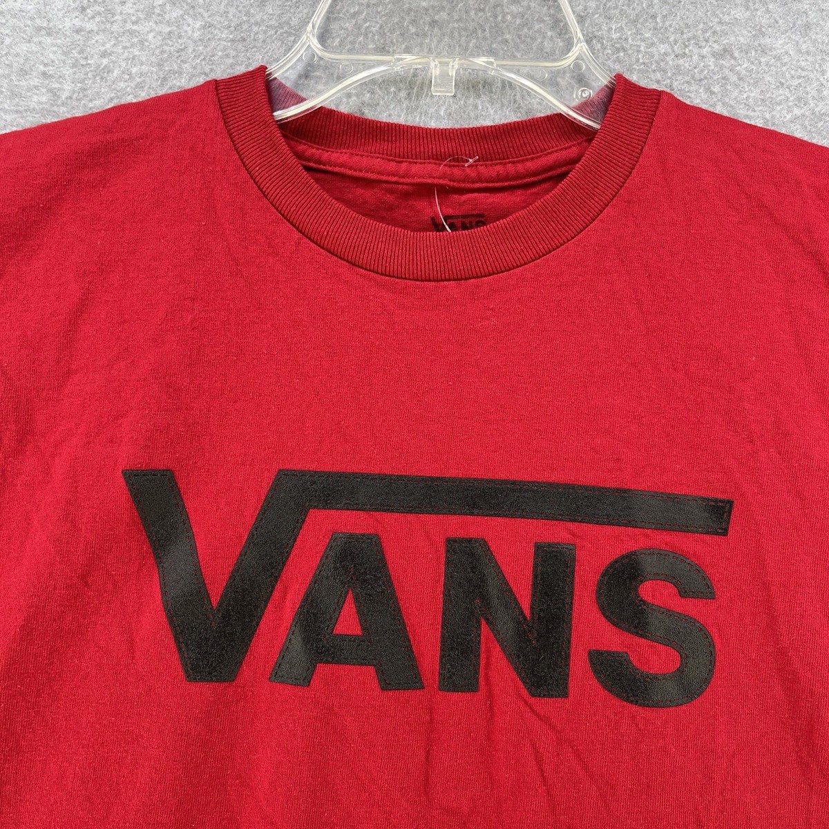 国内配送 VANS MENS LOGO SS TEE RED Vans Mens T Shirt Medium M Graphic Red Cotton Camisa Short