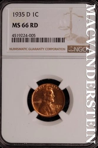 1935-D Lincoln Wheat Cent - NGC MS 66 RD - Brilliant Uncirculated  #SLG946