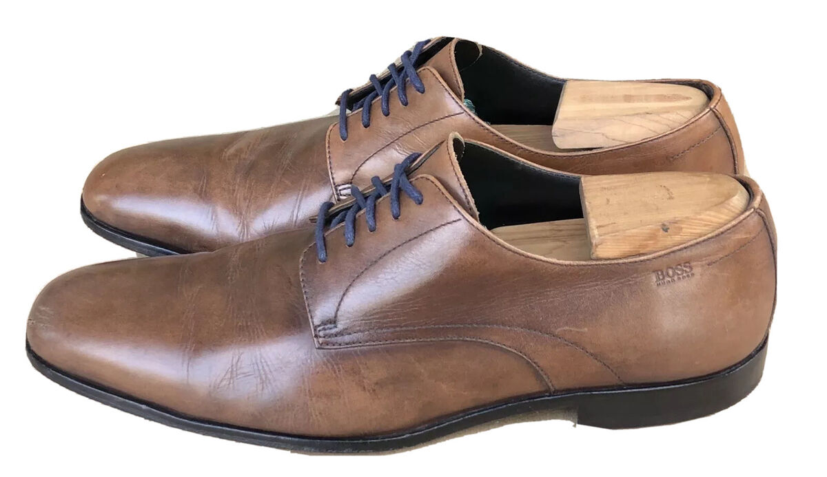 Diariamente farmacia Orden alfabetico Hugo Boss Brown Leather Oxford Dress Formal Lace Up Shoes Men's Sz 10.5 |  eBay