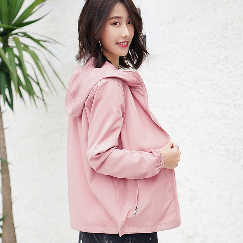 Donna Cappotto con Cappuccio Felpa Bomber Giubbino Giacca Zip