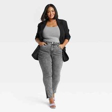 AVA  VIV SIZE 17R SKINNY CHARCOAL HIGH-RISE STRETCH JEANS W/ANKLE SLITS