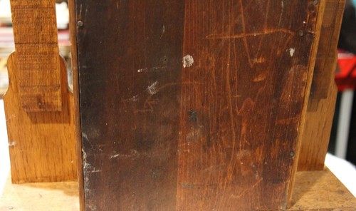 Vintage Carved Oak Time and Strike Kitchen Clock Birds/Peacock Glass - works - Picture 19 of 23