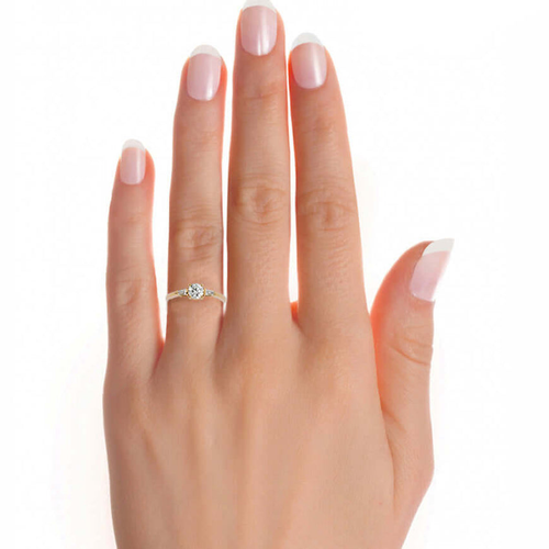Round and Trapeze Cut Moissanite 18k Trilogy Ring for Women | AAA+Quality - Picture 11 of 23