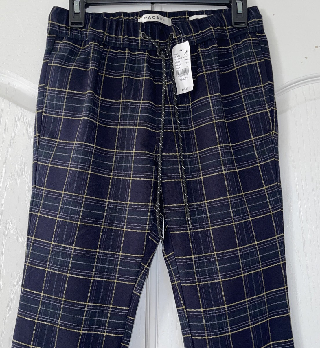 NWT Men's PacSun Plaid Pull-On Jogger Pant, Size XS Navy/Multi