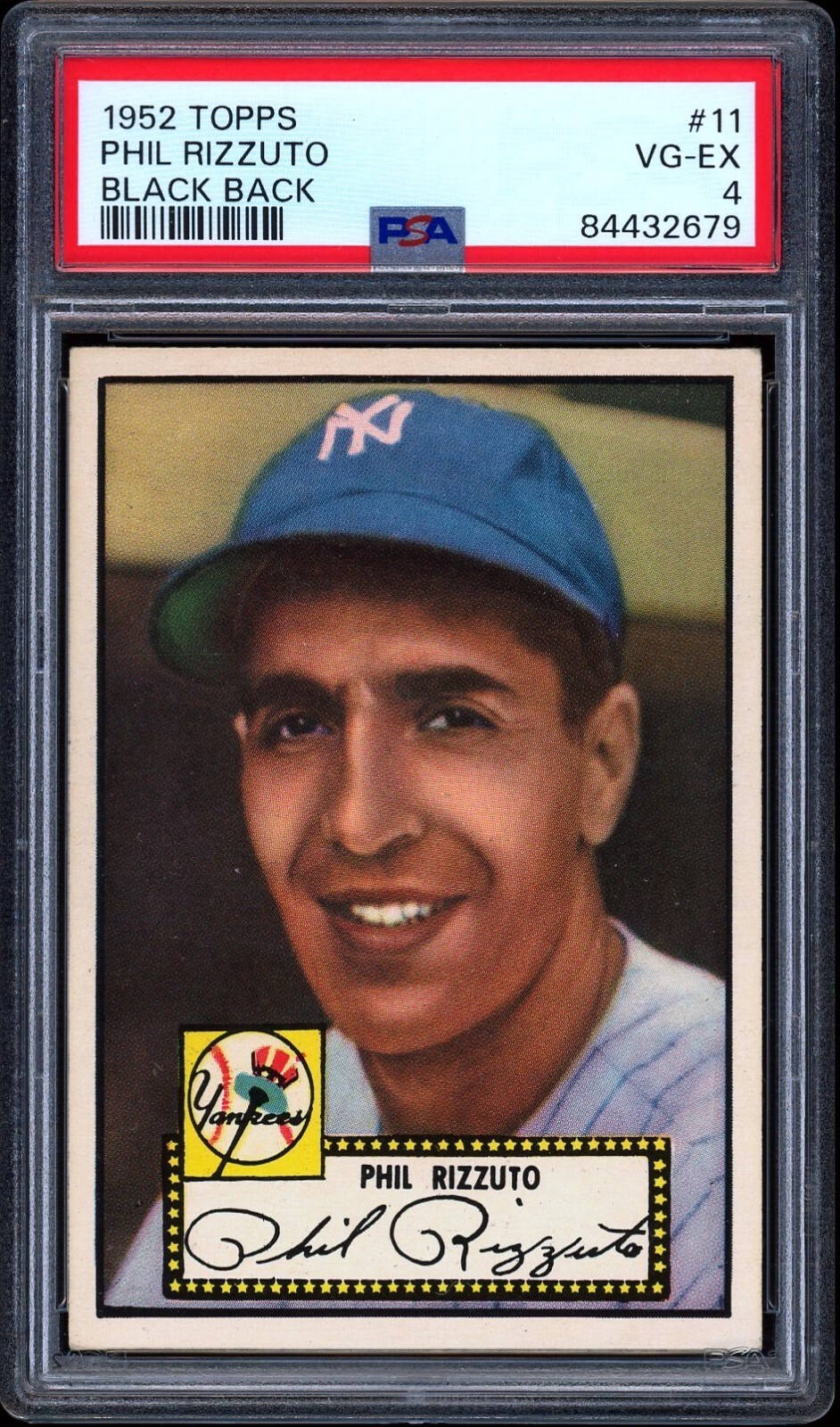 1952 Topps #11 Phil Rizzuto HOF PSA 4 CENTERED & UNDER GRADED Set Break J&J 679