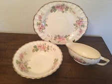 Limonges Made In USA 3 Piece Rose Serving Service