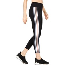 Ideology Varsity-Stripe Ankle Leggings Black Medium Activewear Workout 2490