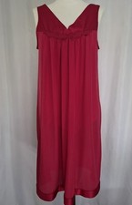Vtg Vanity Fair Nightgown Nightie Nylon Sleeveless Sangria Satin Trim Sz S